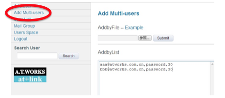 左のメニューから「Add Multi-users」をクリック 